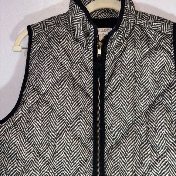J. Crew Factory Womens Black and White Herringbone Quilted Puffer Vest Size XS - Picture 7 of 9